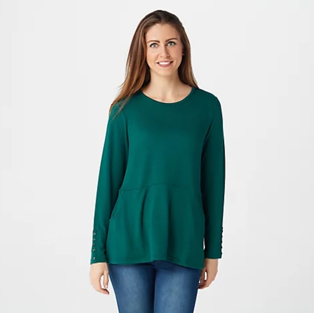 Denim and company heavenly jersey tunic evergreen